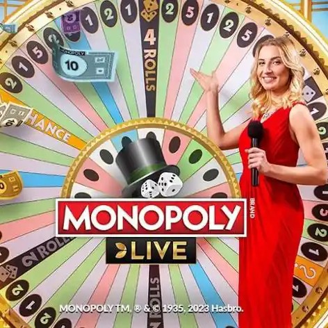 Monopoly Live slot logo by Evolution at Spin247 Casino