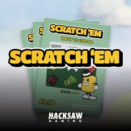 Lottery logo of Scratch’em from Hacksaw Gaming at Spin247 Casino
